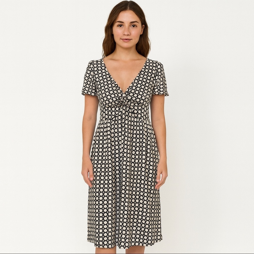 Max Studio Women's‎ S Black Polka Dot V-Neck Knee Length Dress